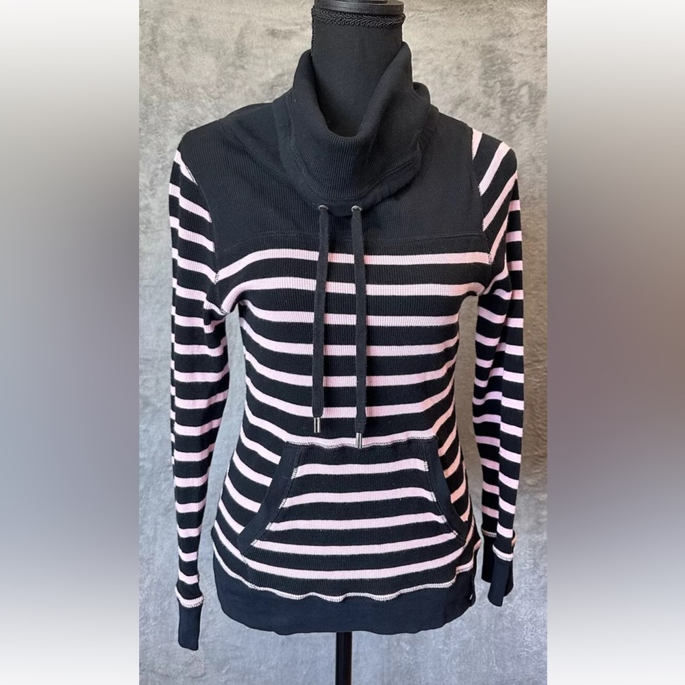 Lauren Ralph Lauren Black Label Sweater Womens S Long Sleeve  Striped Pink Black